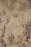 Antique Vertical Woven Tapestry Of Hunting Party With Horses Under Trees