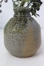 Studio Pottery Textured Ovoid Vase With Synthetic Botanicals, Signed Popinsky