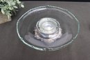 Glass Cake Plate On Silverplate Pedestal AND Waterford Crystal Cake Server With Towle Stainless Blade