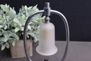 Pair Of Streamline Art Deco Frosted Glass And Chrome Boudoir Table Lamps