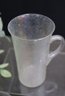 Vintage Mid-Century Modern Crackle-Frosted Glass Pitcher With 5 Matching Tall Mugs