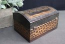 Copper Inlay Top And Surround On Burnished Wood Arch Top Dresser Chest