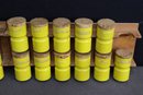 23 Vintage Bright Yellow Labeled Spice Jars With 2 Double-Decker Racks & Cork Closure