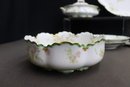 Vintage Haviland & Co. Porcelain Serveware And Plates With Green Trim & Floral Accents