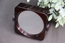 Vintage MCM Plastic Swivel Vanity Double Sided Mirror - Round Side Magnifies, Square Regular