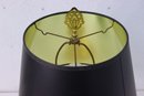 Brass Table Lamp With Brass Ring Finial Twisted Brass Stem And Black Shade