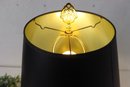 Brass Table Lamp With Brass Ring Finial Twisted Brass Stem And Black Shade