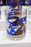 Group Lot Of MCM Style 12 Blue & Gold Dragon Decorated Rocks Glasses
