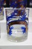 Group Lot Of MCM Style 12 Blue & Gold Dragon Decorated Rocks Glasses