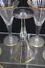 Set Of Gold Trim Fluted Crystal Glasses-Vintage