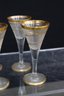 Set Of Gold Trim Fluted Crystal Glasses-Vintage