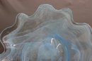 Cypress Home Alabaster Scallop Blue Glass Platter