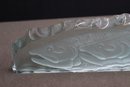 Sculptural Art Glass Panel Depicting Fish In Water