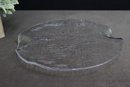 Round Pebbled Glass Wave Handled Tray