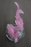 Murano Opaline Pink & Clear Glass Two Fish Sculpture