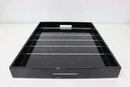 Black Lacquer And White Mosaic Lines Cut Out Handle Tray