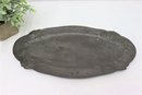Embossed Rusticated Metal Alloy Large Oval Tray. Art Deco Motif