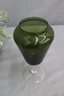 Moss Green Glass Pedestal Amphora Vase