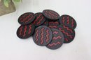 12 Umbra Zigzag Coasters, Red On Black 1986