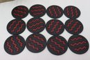12 Umbra Zigzag Coasters, Red On Black 1986