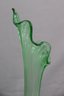 Vintage Uranium Green Glass Ribbed Swung Vase
