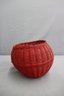 Vintage Neimen Marcus Green And Red Woven Rattan Tomato Basket