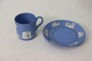 Assorted Lot Of Wedgwood Jasper -Trinket Box, 3 Lighters, Cup And Demitasse & Saucer