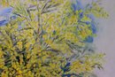 Blooming Yellow And Blue Still Life Original Oil On Canvas Board, Signed Lower Right