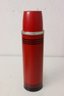 Pair Of Le Specs Vintage Thermos - Glass Lined  And Metal Red Black Striped Thermos