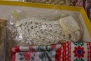 Group Lot Of Vintage Embroidery, Crochet, And Other Fabrics, Supplies, Etc.