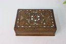 Vintage Moroccan Inlaid Shell & Marquetry Wooden Box With Lining
