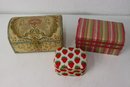 Group Lot Of 3 Fabric Covered Decorative Jewelry Boxes
