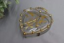 Heart Shaped Glass Jewelry Box With Glass Beads  & Gold Embellishment