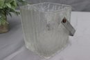Vintage Hoya Glacier Ice Bucket With Textured Thick Chunky Frosted Glass And Tong