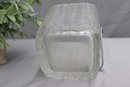 Vintage Hoya Glacier Ice Bucket With Textured Thick Chunky Frosted Glass And Tong