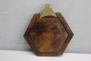 Hexagonal Wooden Clock With Circular White Dial And Roman Numerals