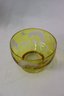 Vintage Amber And Etched Glass Footed Bowl