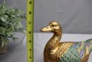 Vintage Gold Painted And Enameled Porcelain Figural Duck Lidded Box