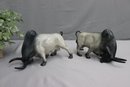 Fine Pair Of Studio Art Ceramic Brahma Bull Figurines