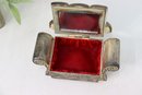1991 Godinger Silver Plate Sofa Lidded Mirror Jewelry/Ring Box Lined In Red Velvet