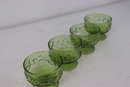 Set Of Four Moss Green Mottled Glass Footed Coupes