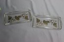 Two Small Rectangular Glass Trays With Grape Bunch Emboss Decoration
