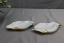 Two White Porcelain And Gold Edge Leaf Candy Dish Marked# 6657, Andrea S (Sadek)