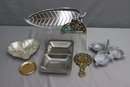 Group Lot Of Varied Metal Service Tabletop Items