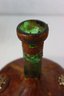Vintage Rustic Leather Covered Green Glass Decanter