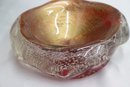 Murano Bullicante Gold Leaf Red Glass Bowl