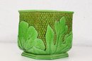 Saks Fifth Avenue Italian Faenza Green Leaf And Cane Planter