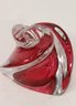 Crystal Twist Ruby And Clear  Low Candle Holder