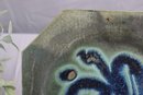 Vintage Handmade Pottery Plate -Green & Blue Signed  S. Leshe Wishingrad