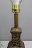 Asian-style Pierced Brass-tone Dancing Baby Lamp